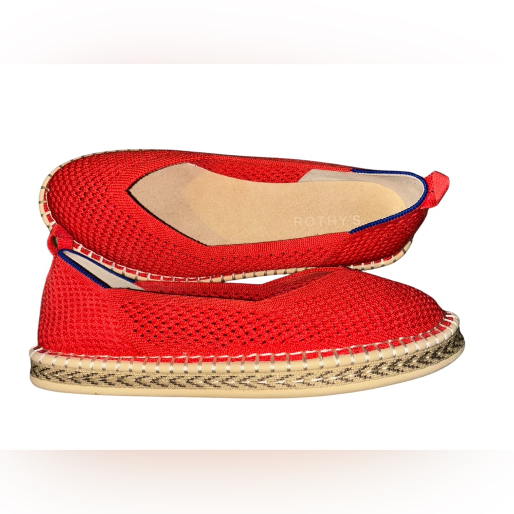 Rothy's The Espadrille Boardwalk Red Hot  Knit Flats Women's Size 8 Shoes - Picture 9 of 10